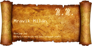 Mravik Milán névjegykártya